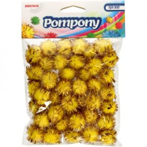 Pompony brokatowe Brewis 2cm Złote, 40szt